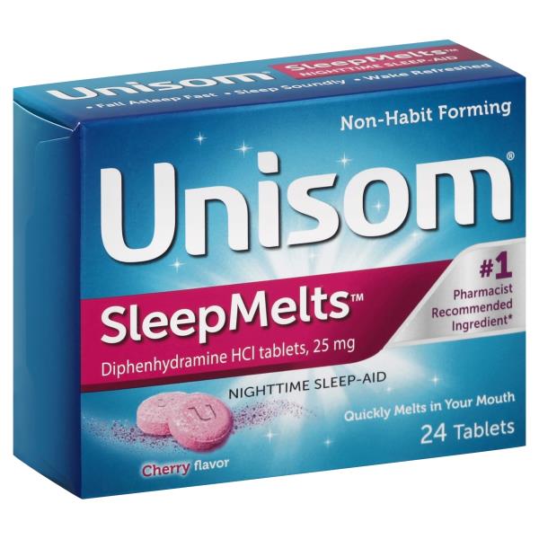 Unisom SleepMelts Nighttime Sleep-Aid, 25 mg, Tablets, Cherry Flavor ...