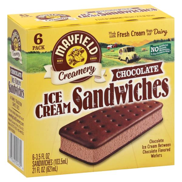 Mayfield Creamery Ice Cream Sandwiches Chocolate 6 Pack Publix Super Markets 8511