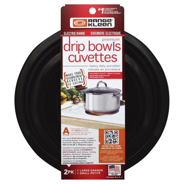 Range Kleen Style D Heavy Duty Drip Pans and Trim Rings Includes 2 Small and 2 Large for GE Hotpoint