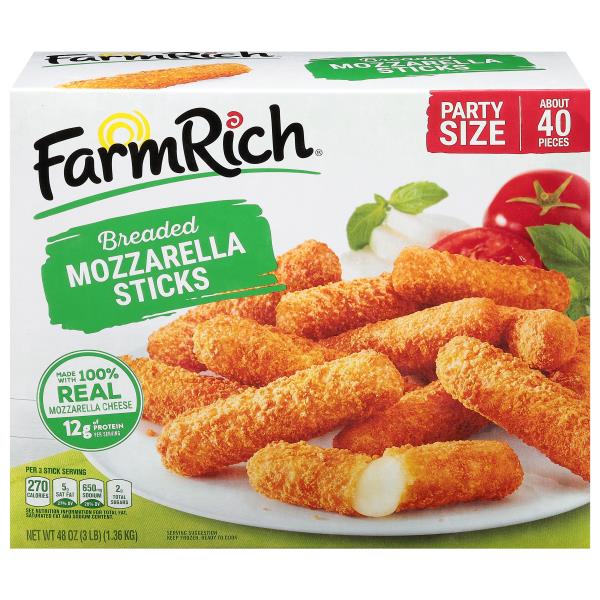 Farm Rich Mozzarella Sticks, Breaded, Party Size : Publix.com