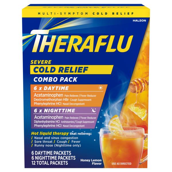 Theraflu Multi Symptom Severe Cold Powder Combo Pack Green Tea Honey Lemon Walgreens