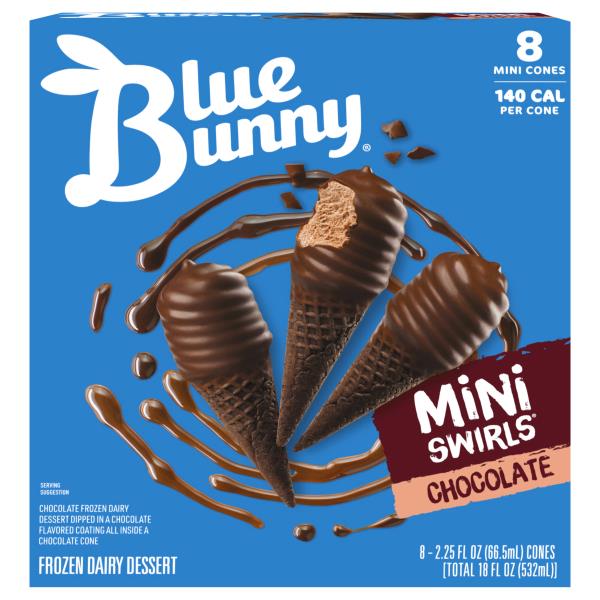 Blue Bunny Ice Cream Cones, Mini Swirls, Chocolate : Publix.com