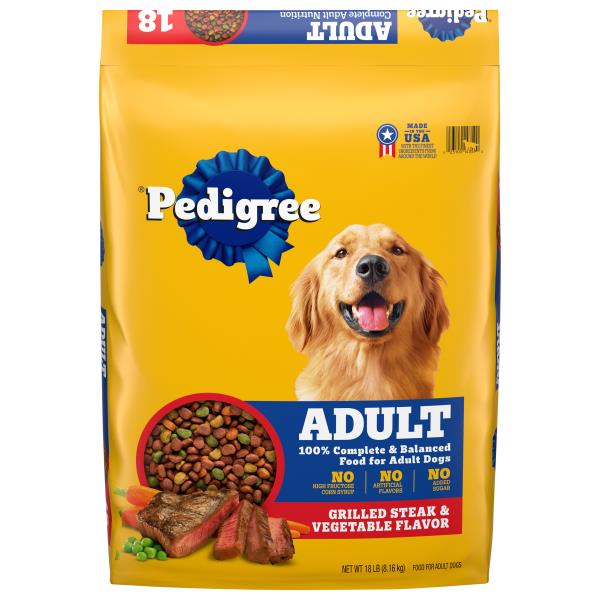 pedigree adult complete nutrition grilled steak & vegetable flavor dry dog food