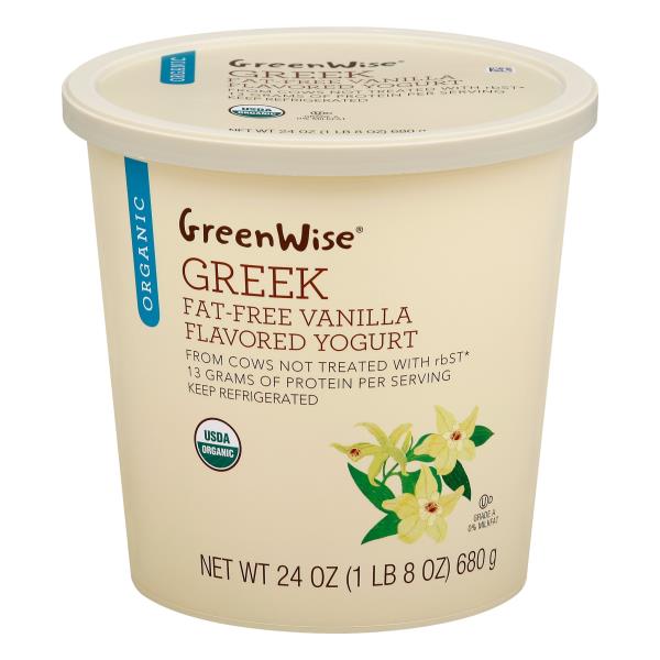 GreenWise Yogurt, Greek, FatFree, Organic, Vanilla Flavored