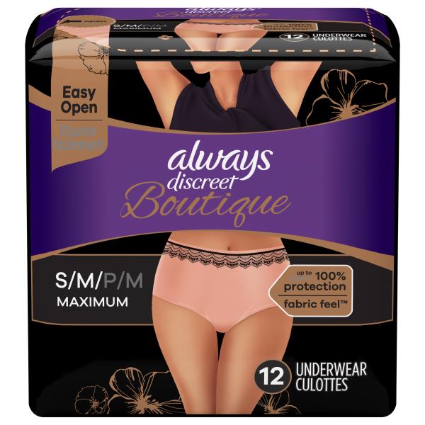 Always Discreet Boutique Underwear Maximum Protection Sm 115 190 Lbs