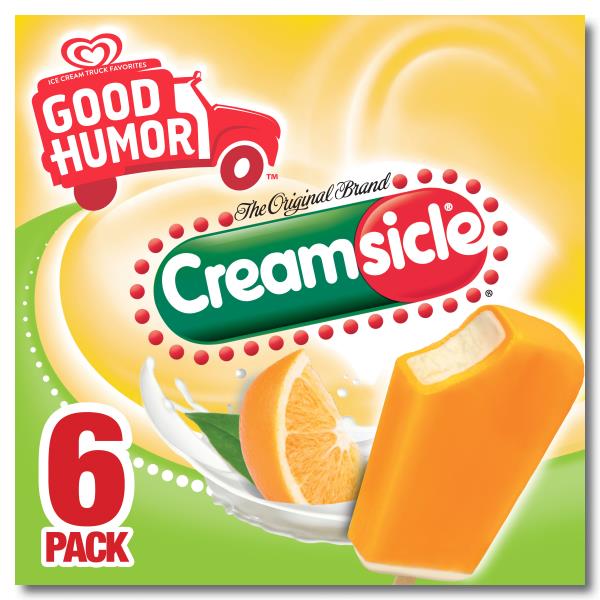 Good Humor Creamsicle Ice Cream Bars Low Fat Orange Sherbet 6 Pack