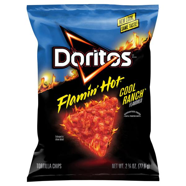 Diet info for Doritos Flamin' Hot Tortilla Chips, Cool Ranch Flavored ...