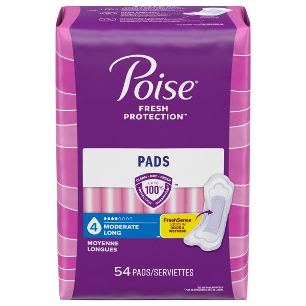 Poise Pads Moderate 4 Long Length