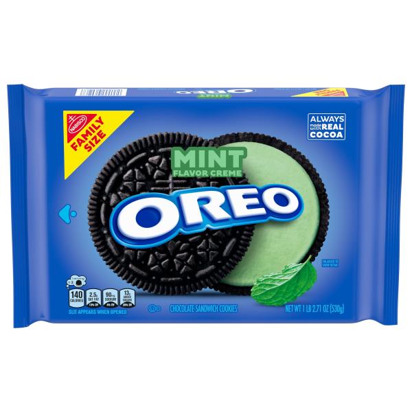 Oreo Chocolate Sandwich Cookies, Mint Flavor Creme, Family Size ...