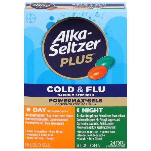 Alka-Seltzer Plus Cold & Flu, Maximum Strength, Day/Night, PowerMax ...