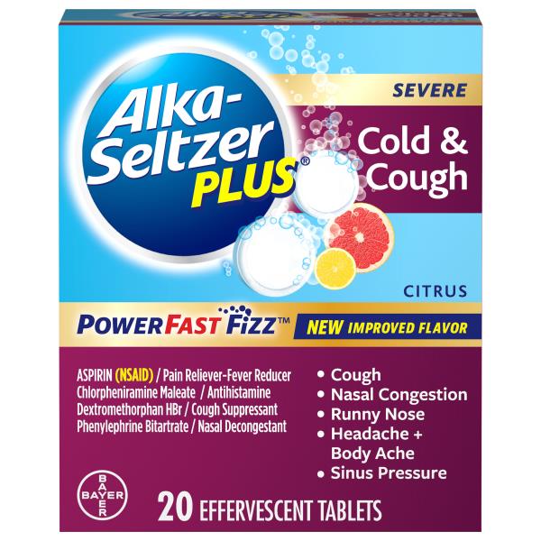 Alka-Seltzer Plus Cold & Cough, Severe, Effervescent Tablets, Citrus ...