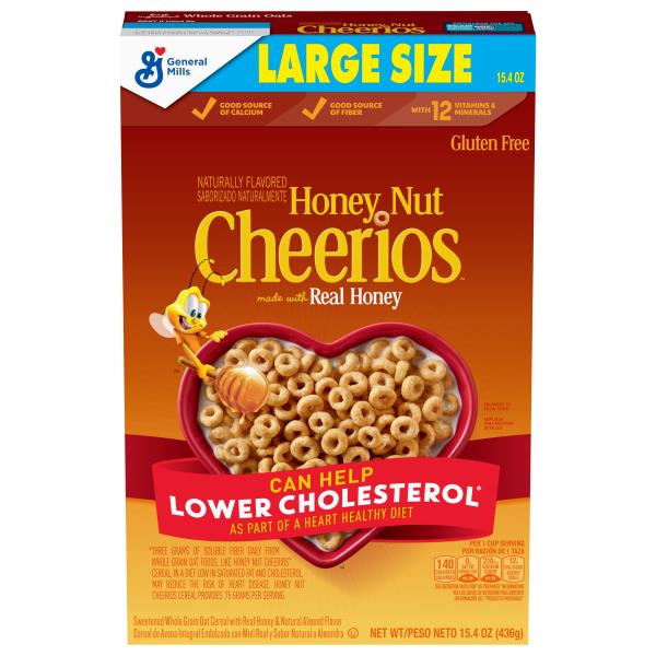 Cheerios Cereal Sweetened Whole Grain Oat Honey Nut Large Size