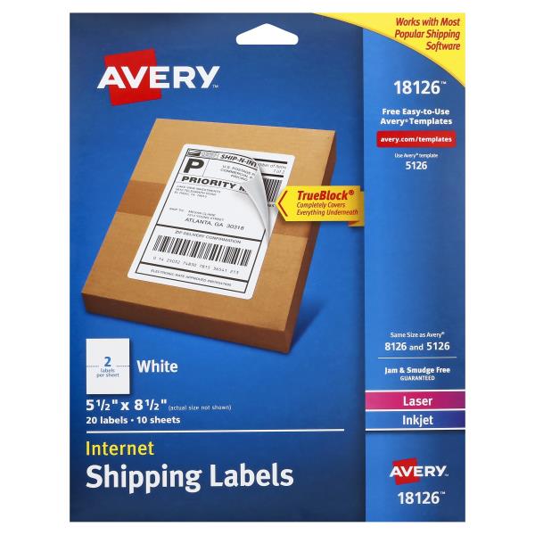 Avery Shipping Labels Internet White Laser Inkjet