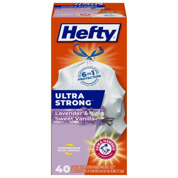 Hefty Tall Kitchen Bags Ultra Strong Drawstring Lavender Sweet Hefty Tall Kitchen Bags Ultra Strong Drawstring Lavender Sweet Vanilla 13